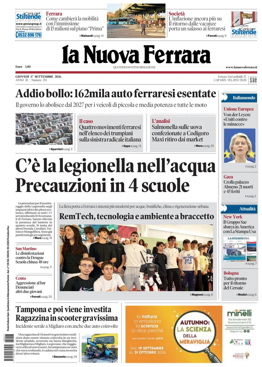 Prima-pagina-nuova ferrara-oggi-edizione-del-2026-09-17